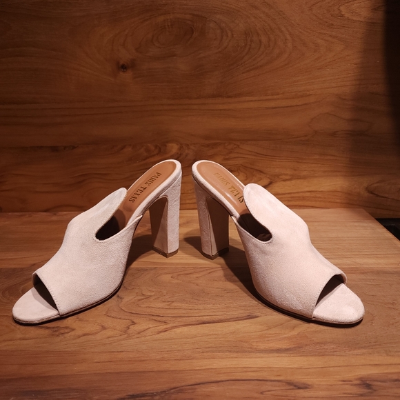 NEW - PARIS TEXAS Light Pink Suede Heeled Mules, made in Italy, size 39½ - Picture 4 of 8